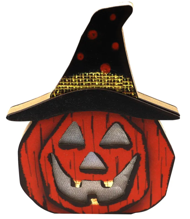 Halloween Wooden Pumpkin Lamp
