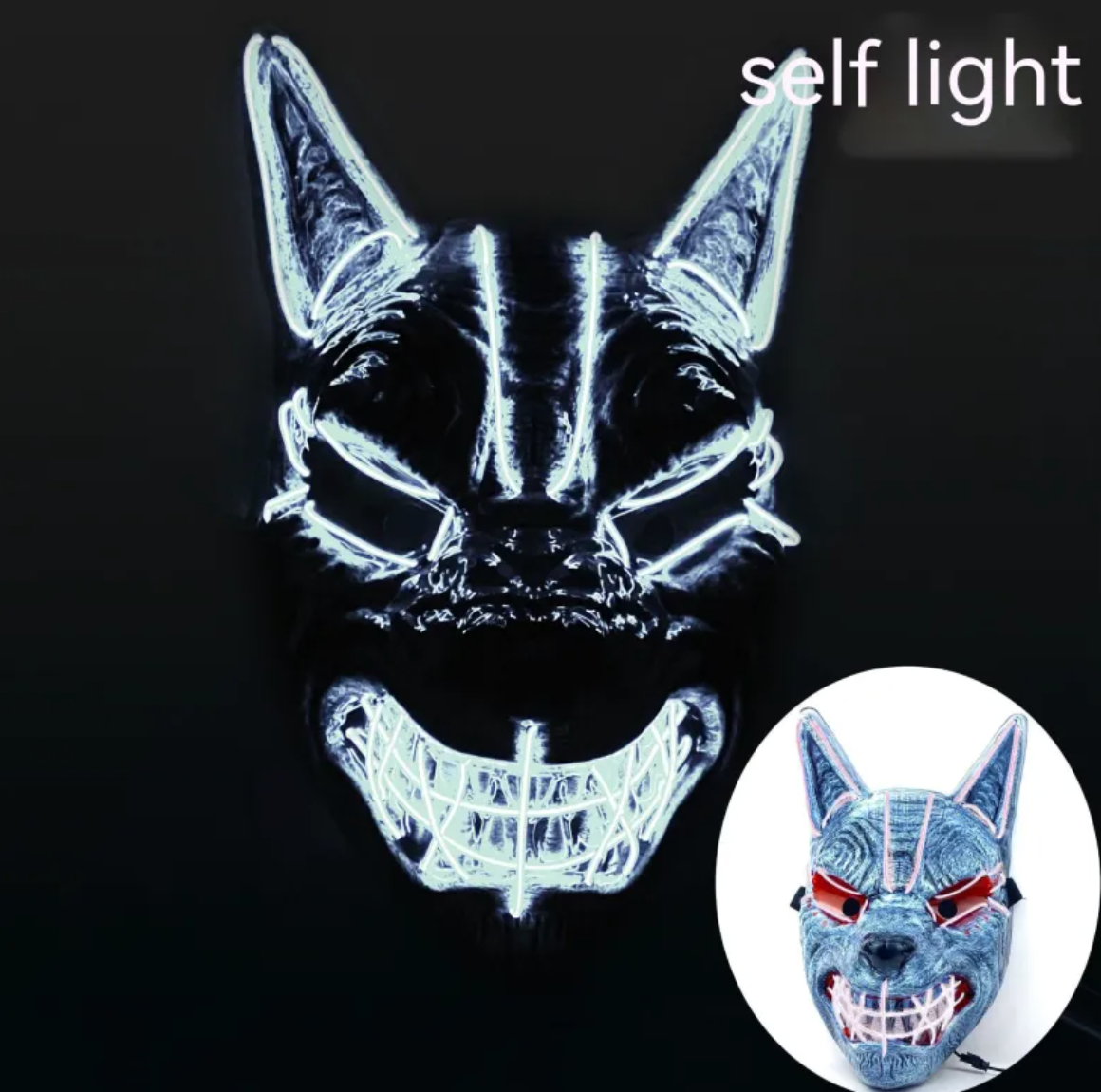 Halloween LED Light-Up Face Mask