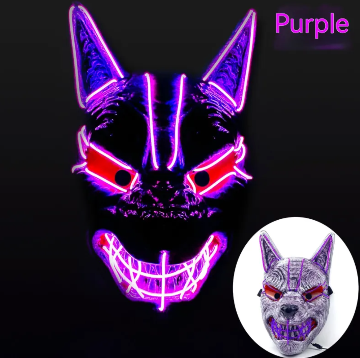 Halloween LED Light-Up Face Mask