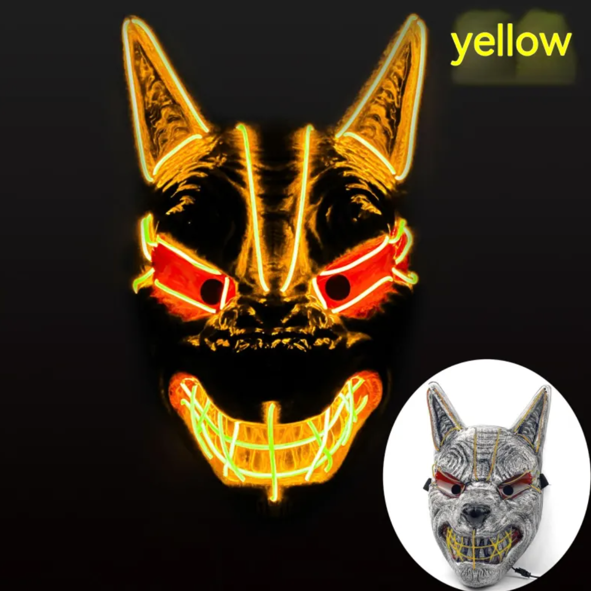 Halloween LED Light-Up Face Mask
