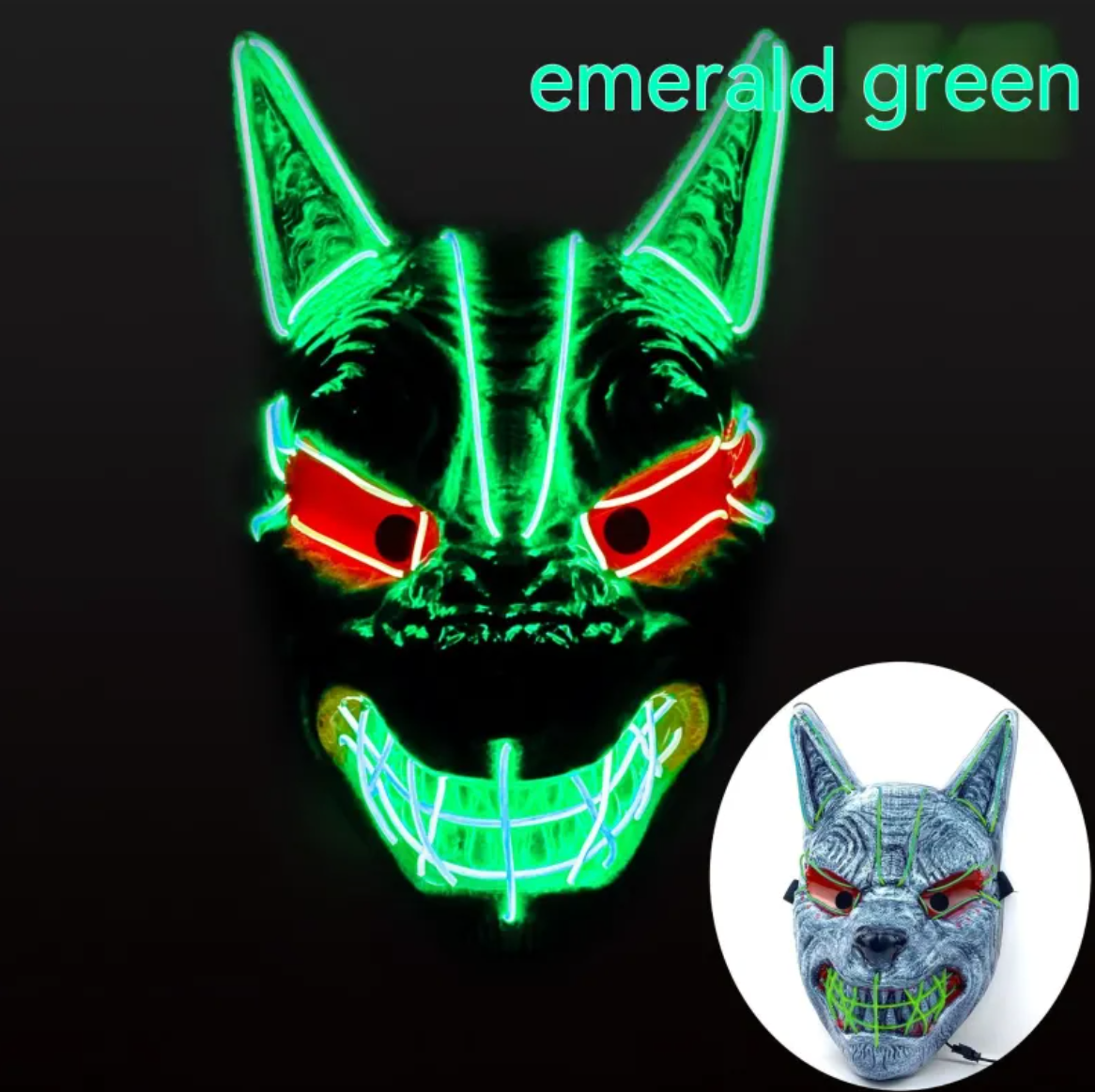 Halloween LED Light-Up Face Mask